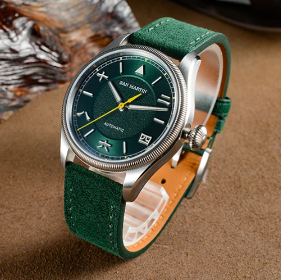 San Martin Men Automatic Watch - Leather Strap Quick Release 评论和价格