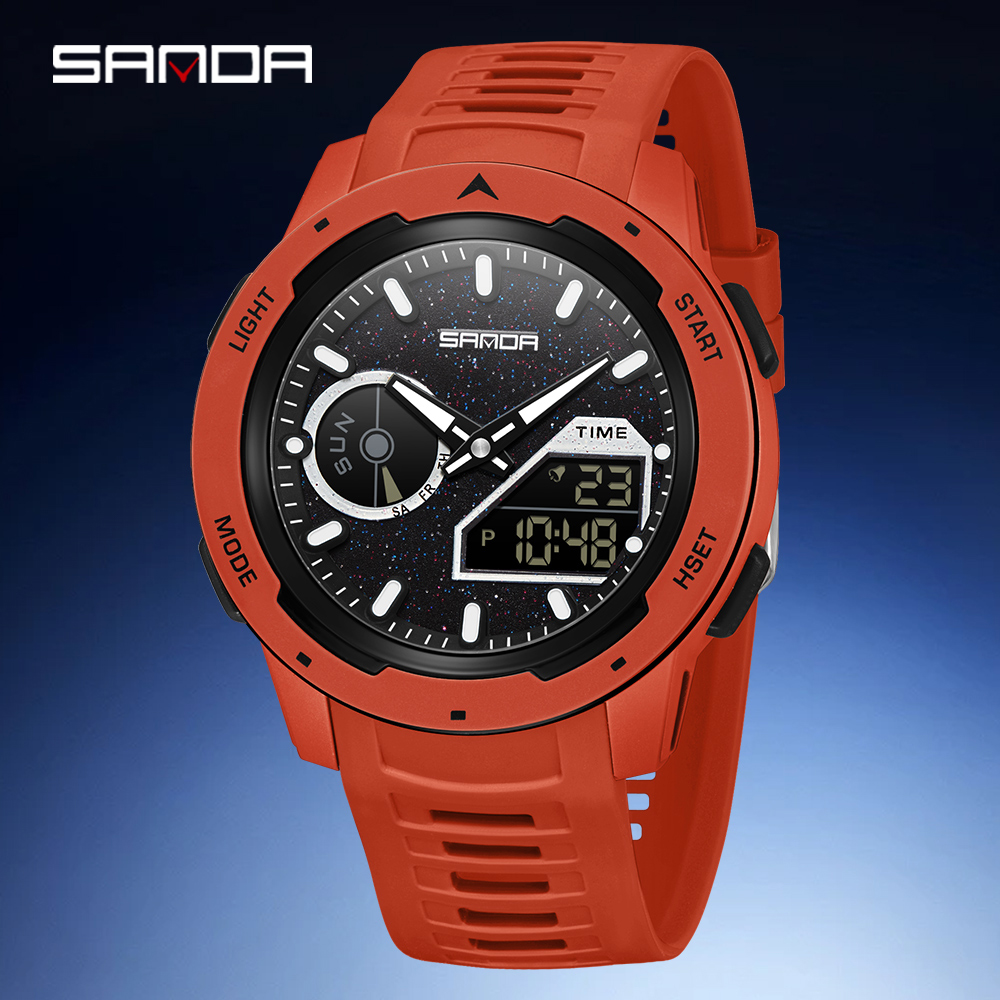 SANDA new men's fluorescent wa - Rubber Strap Diver 评论和价格