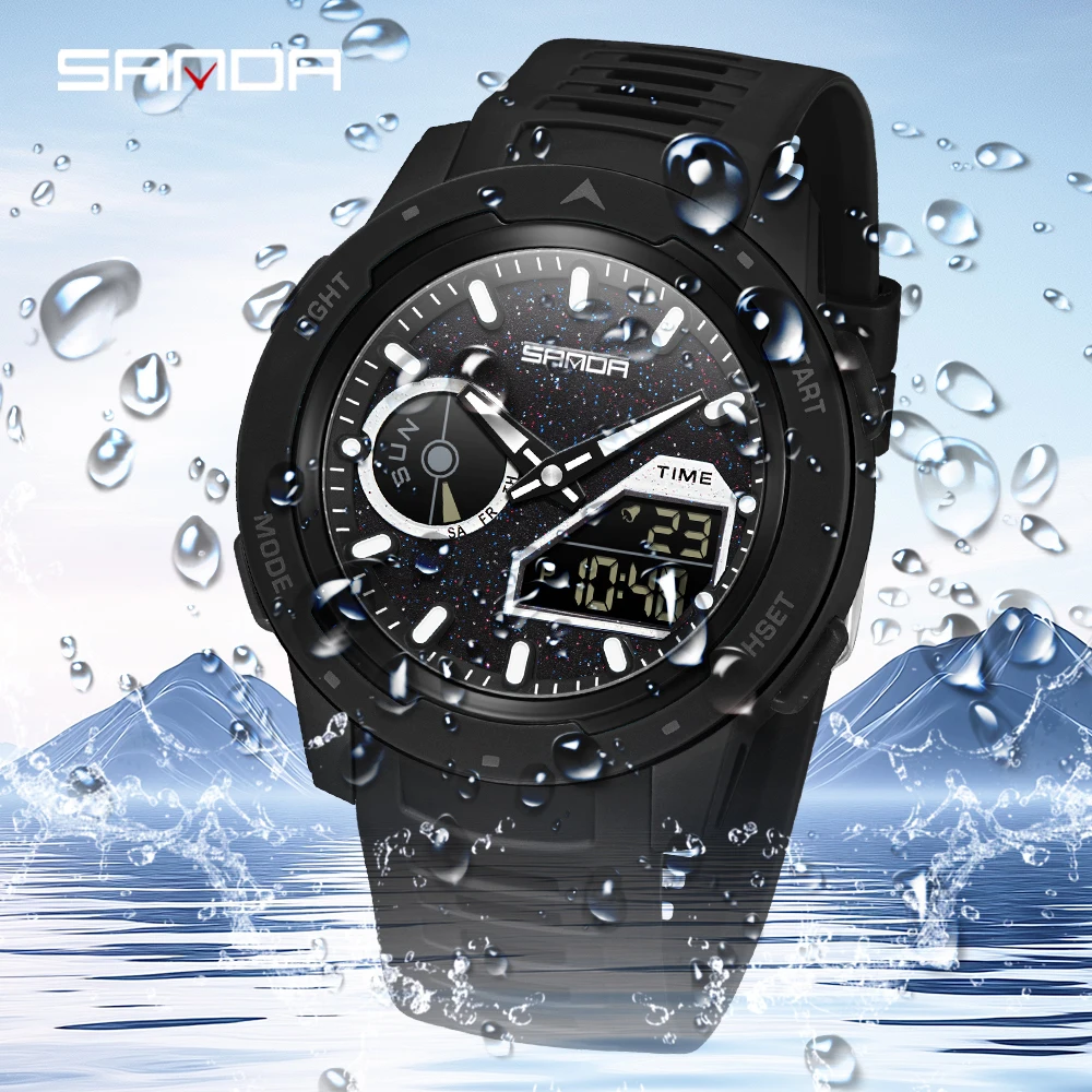 SANDA new men's fluorescent wa - Rubber Strap Diver 评论和价格