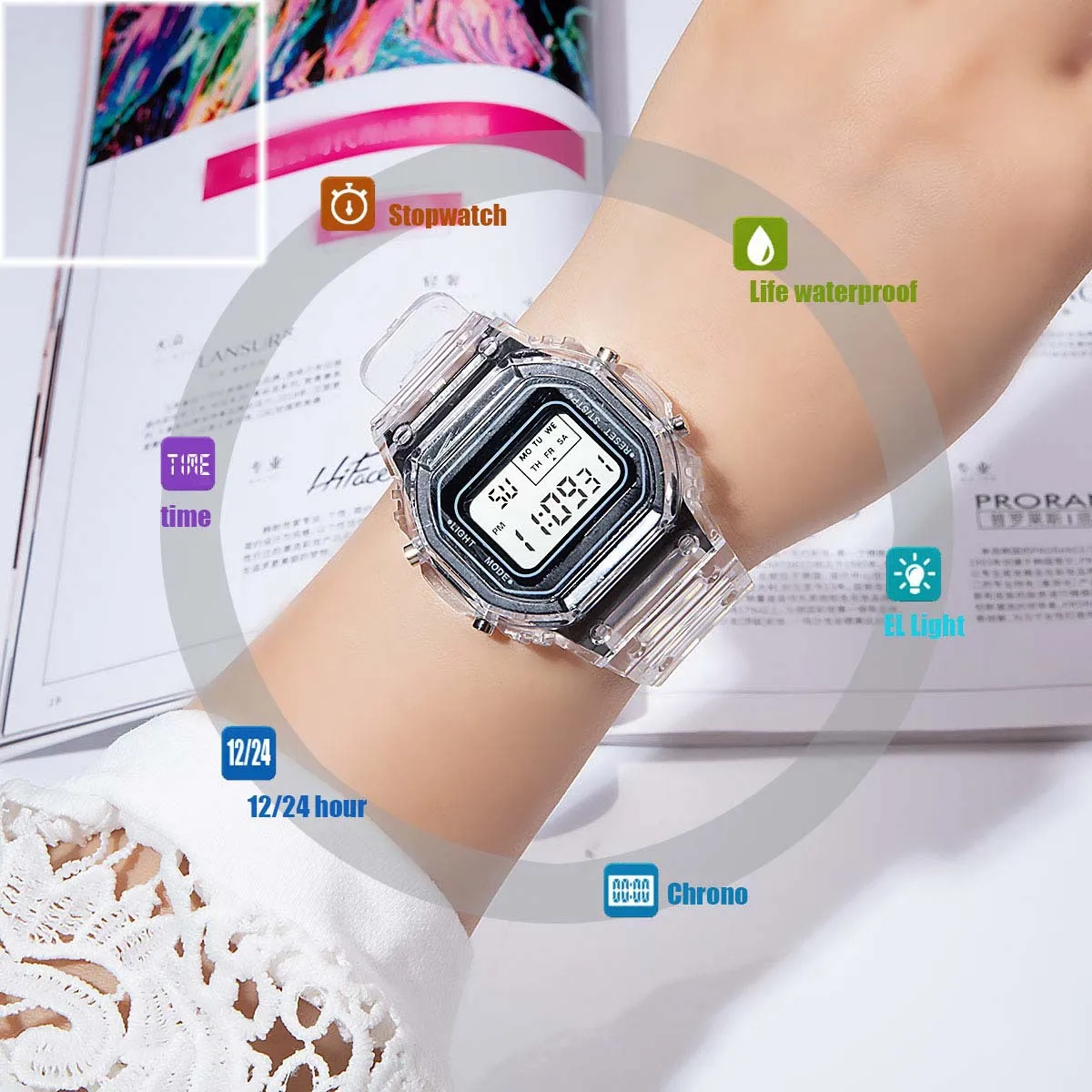 PCV/F91W Steel Strap Watch LED - Tropic Strap Vintage 评论和价格