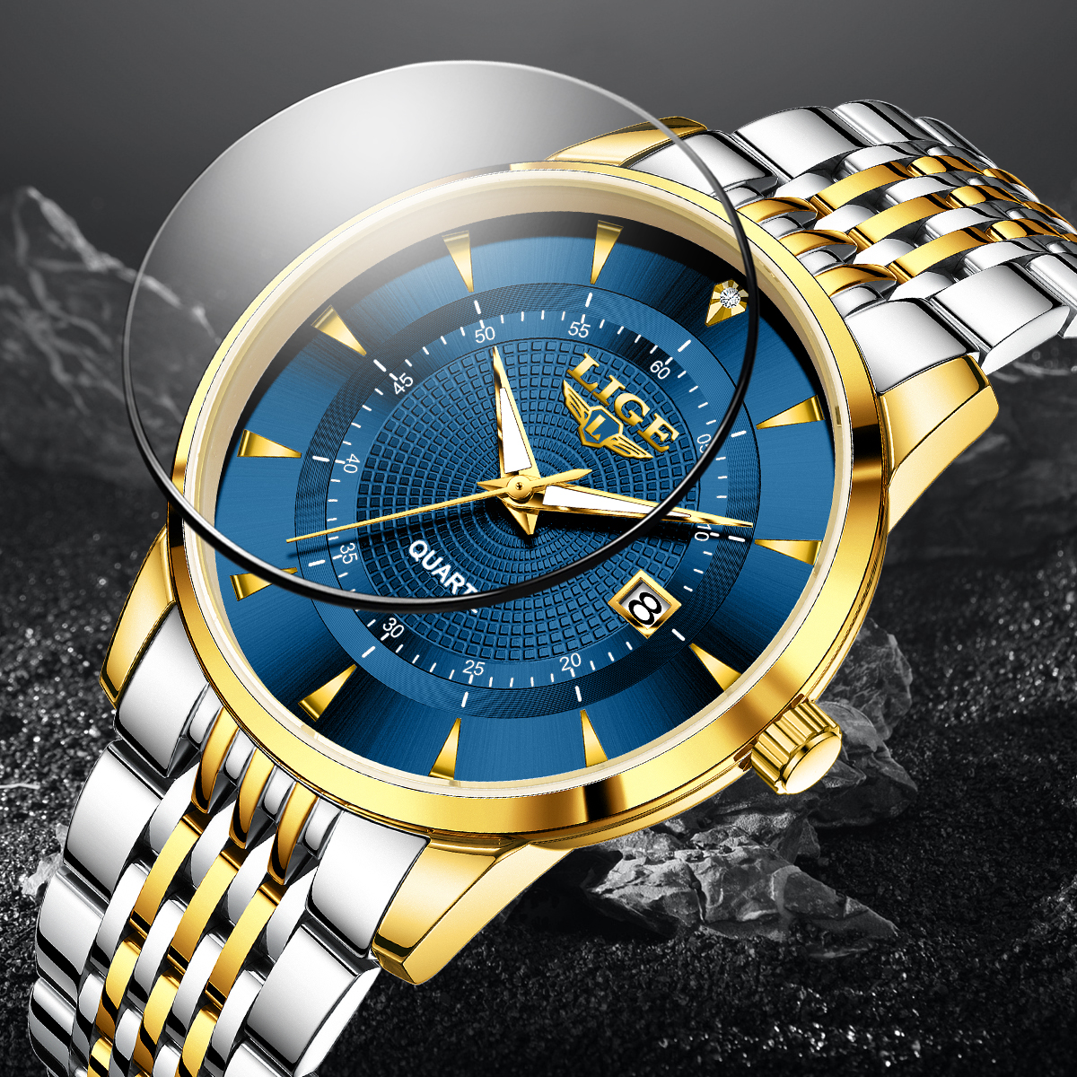 LIGE New 2025 Luxury Man Watch - Stainless Bracelet Diver 评论和价格