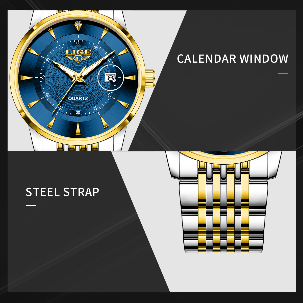 LIGE New 2025 Luxury Man Watch - Stainless Bracelet Diver 评论和价格