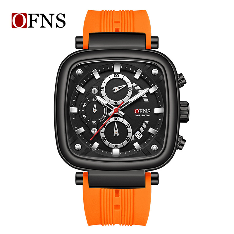 OFNS square waterproof sports  - Rubber Strap Diver 评论和价格