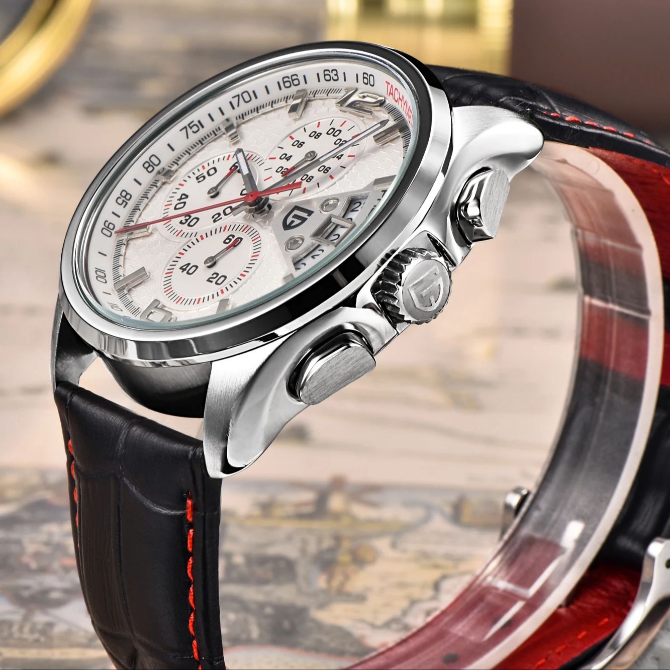 Pagani PD3306 Mens Quartz Watc - Leather Watch Band Men 评论和价格