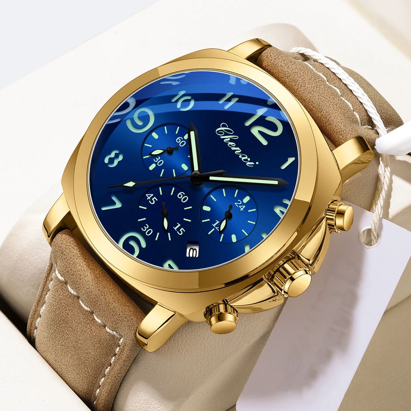 CHENXI Men Watch Multifunction - Leather Watch Band Men 评论和价格