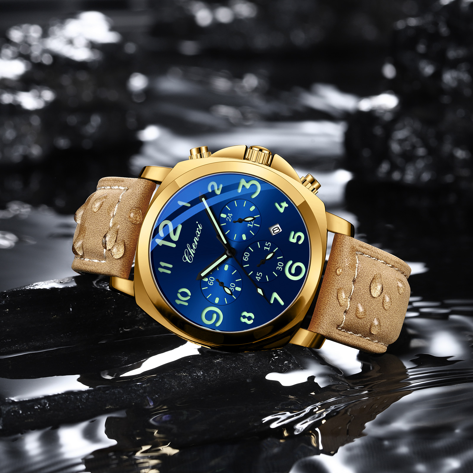 CHENXI Men Watch Multifunction - Leather Watch Band Men 评论和价格