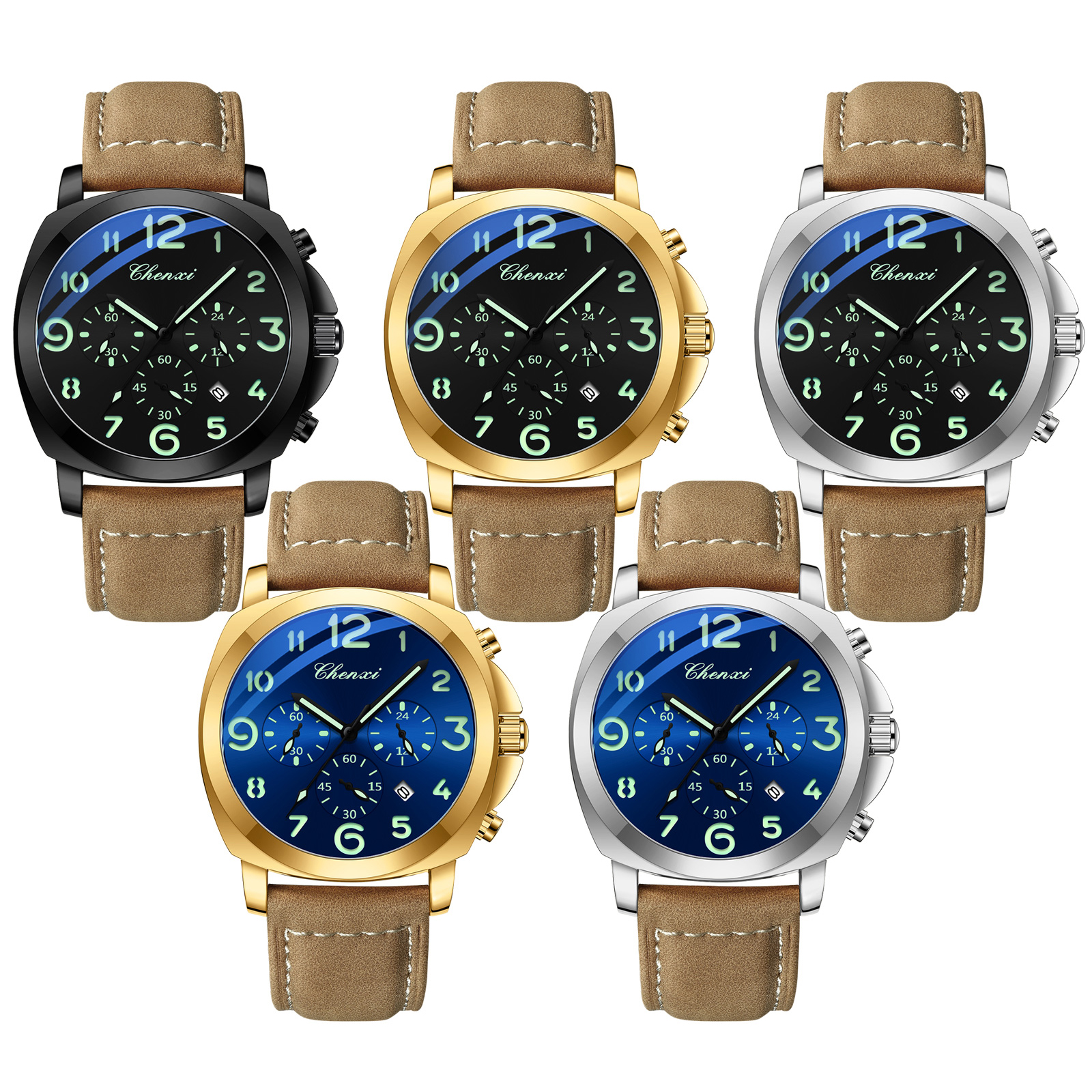 CHENXI Men Watch Multifunction - Leather Watch Band Men 评论和价格