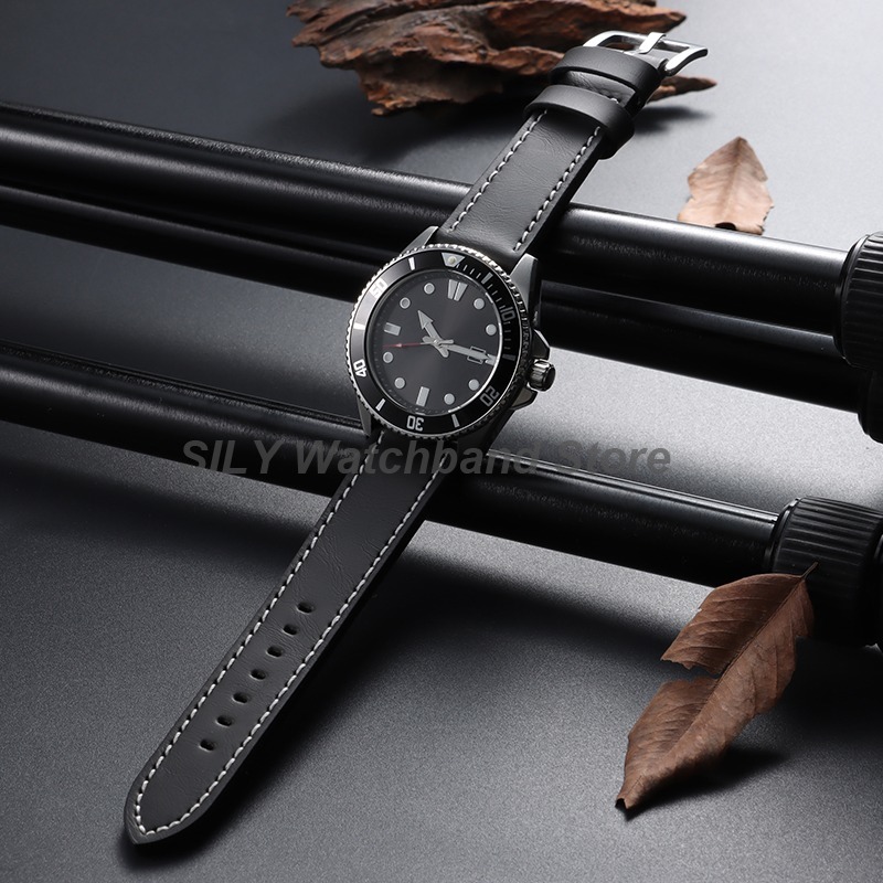 Genuine Leather Watchband 18mm - Rubber Strap Diver 评论和价格