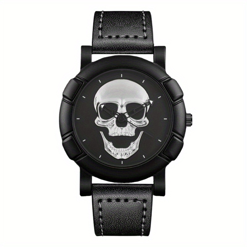 Skull Pattern Multi Display Po - Leather Watch Band Men 评论和价格