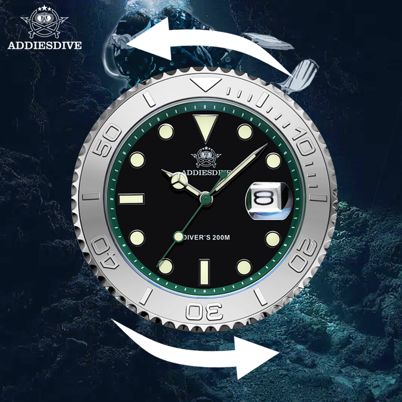ADDIESDIVE Rotatable Ceramic B - Rubber Strap Diver 评论和价格