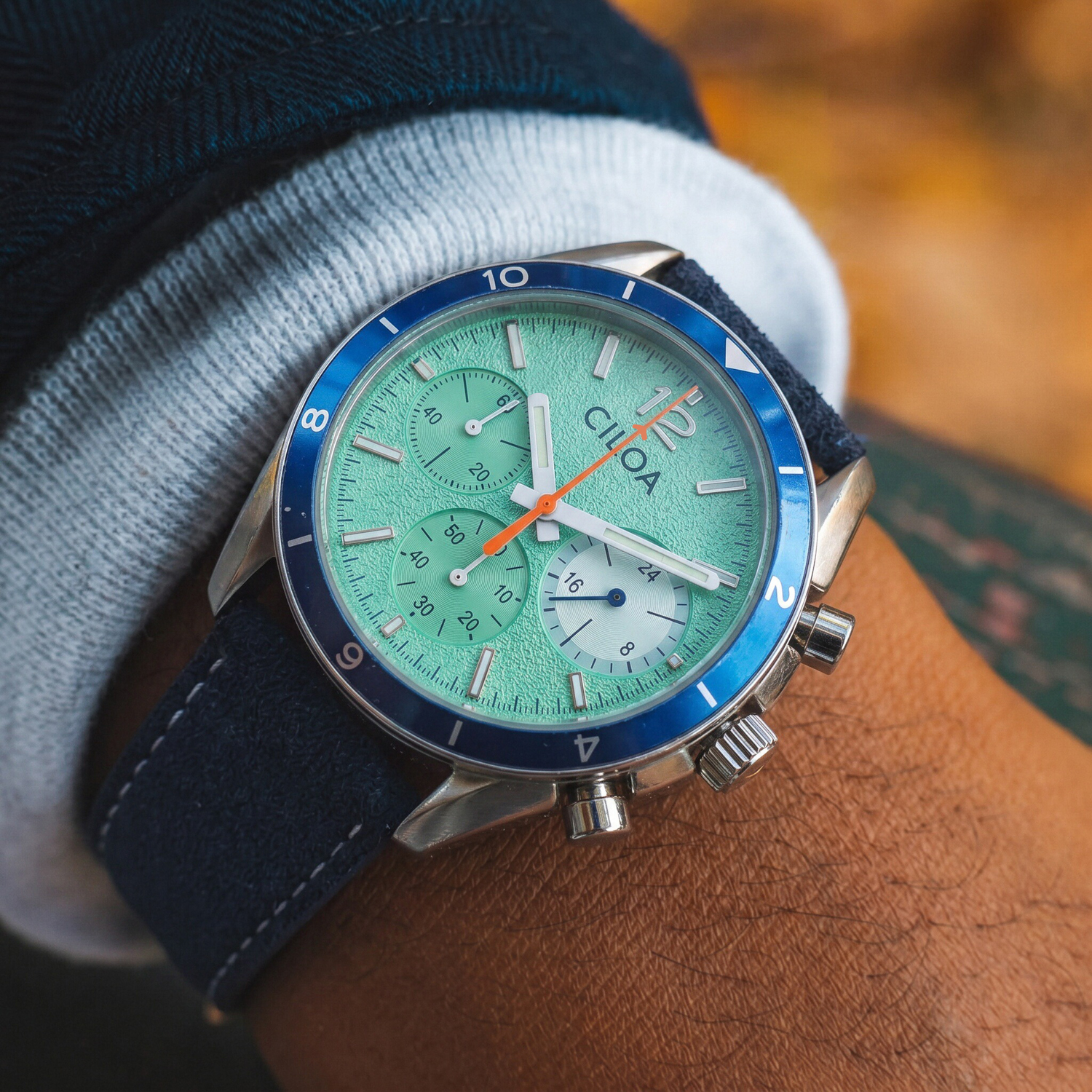 CILOA Men's Chronograph Watch  - Suede Strap Watch 评论和价格