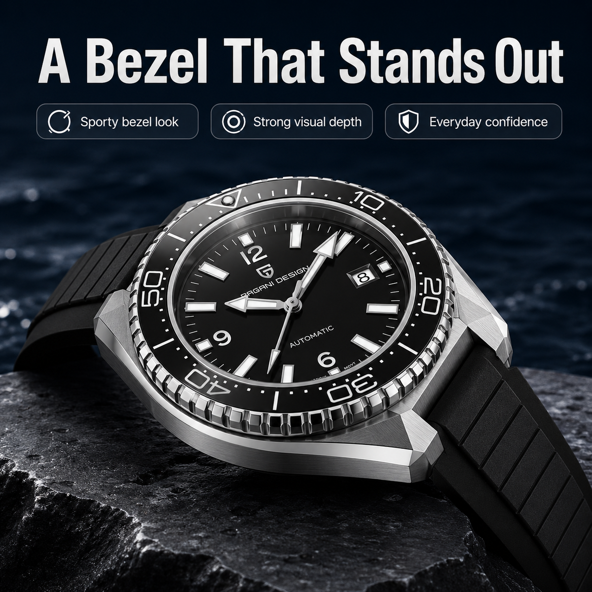 Pagani Design Luxury Men's Aut - Rubber Strap Diver 评论和价格