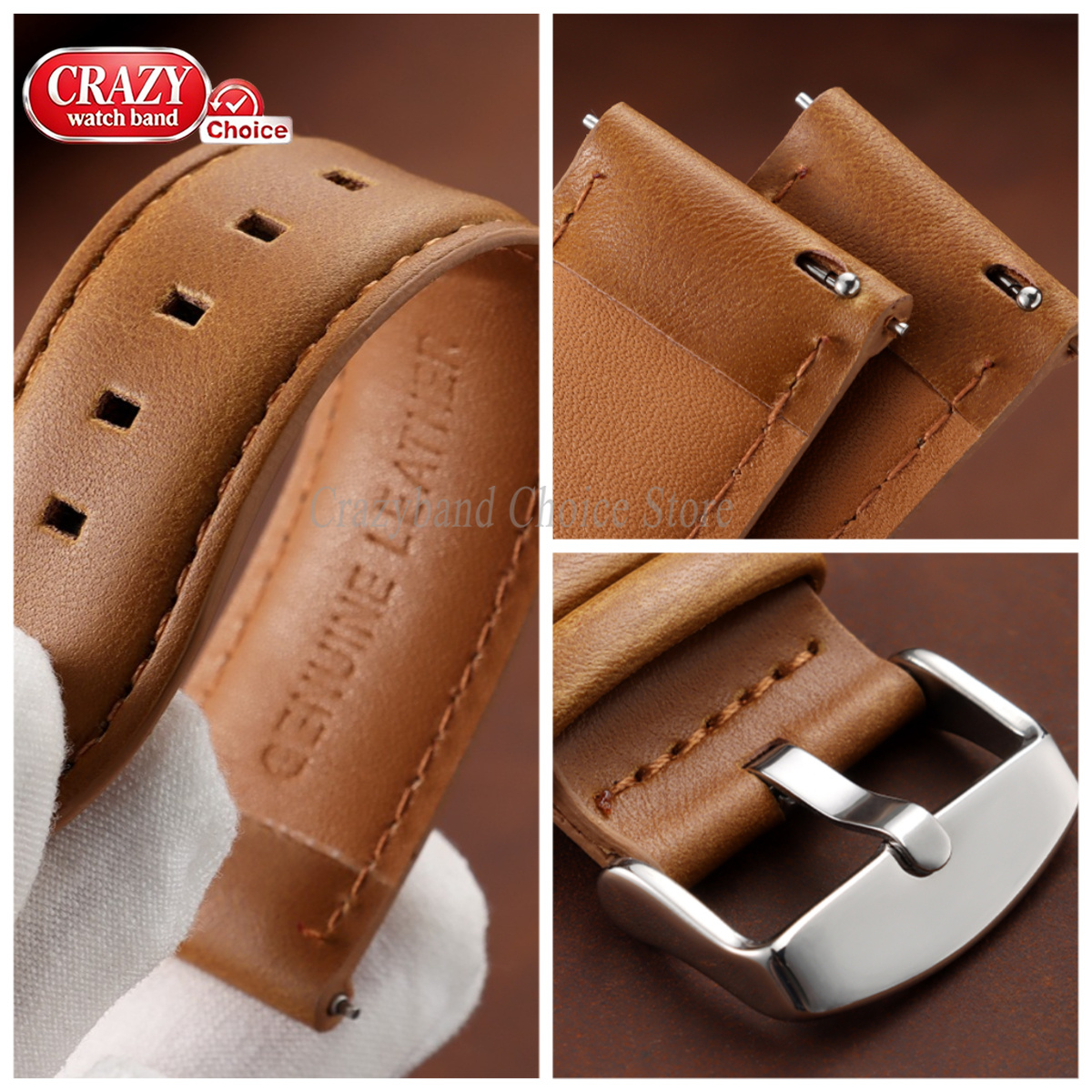 Oil Wax Cowhide Watch Band 18m - Leather Strap Quick Release 评论和价格