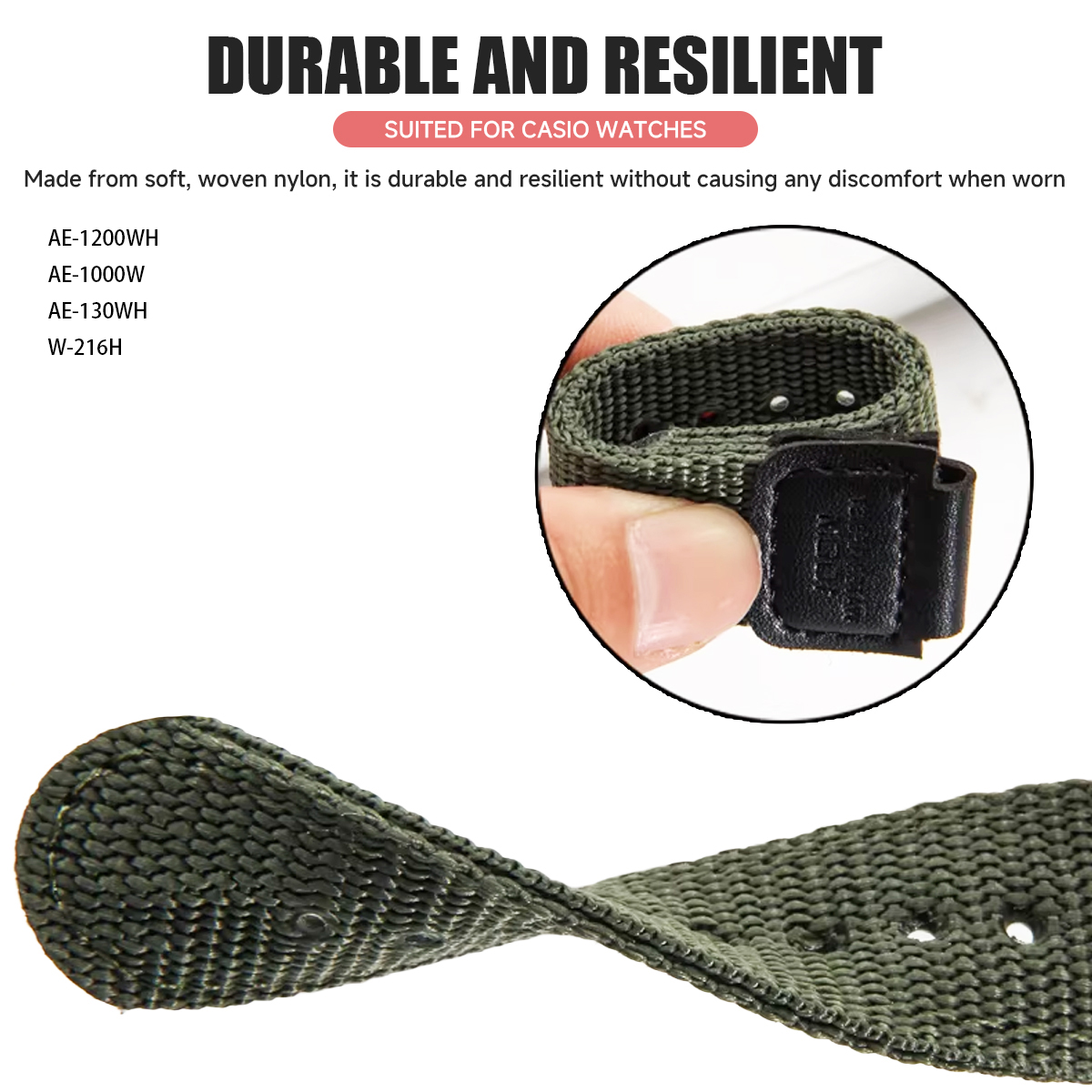 18mm Nylon Strap for Casio AE1 - Canvas Strap Watch 评论和价格