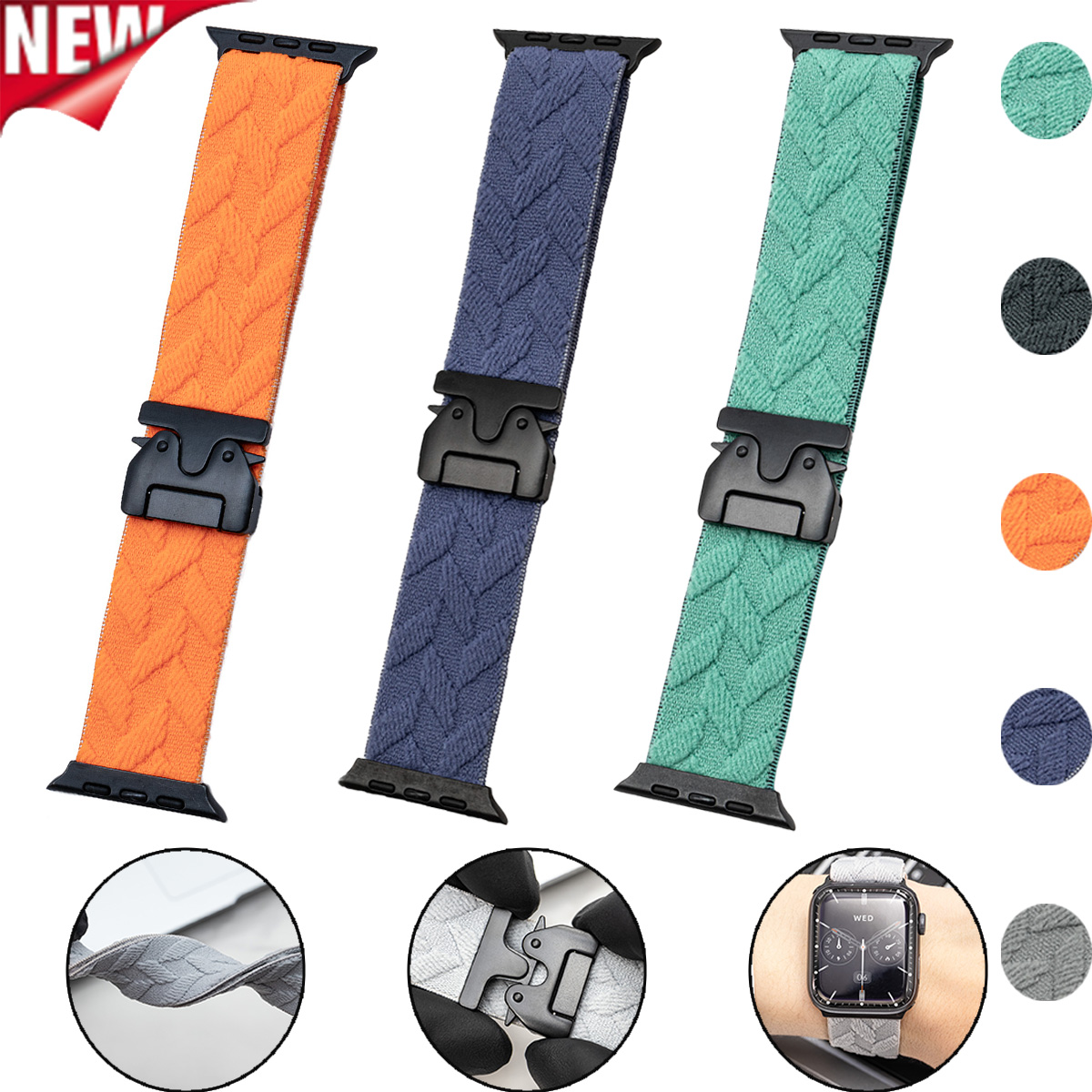 nylon strap for iwatch 10 9 8  - Parachute Strap Elastic 评论和价格