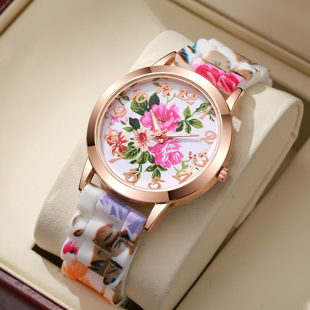 Fashion Flowers Printed Women  - Silicone Band Women 评论和价格
