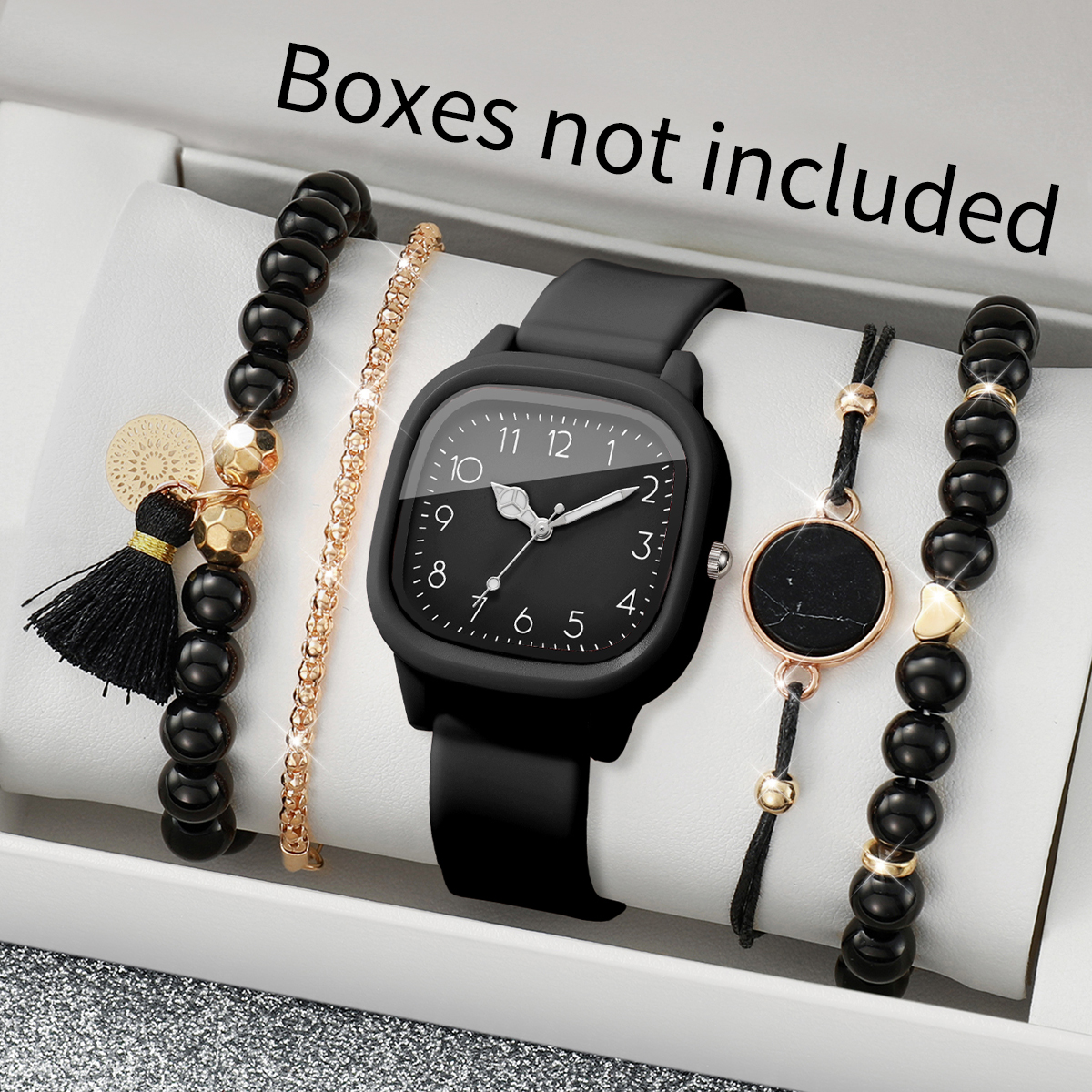 5PCS Fashion Square Women Watc - Silicone Band Women 评论和价格